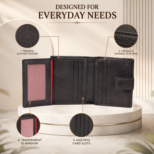 Leather Black Vertical Men Wallet