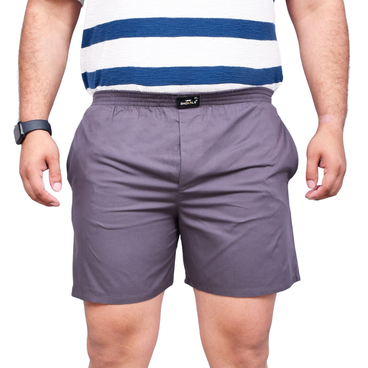 SOLID GREY PLAIN COTTON MEN BOXER
