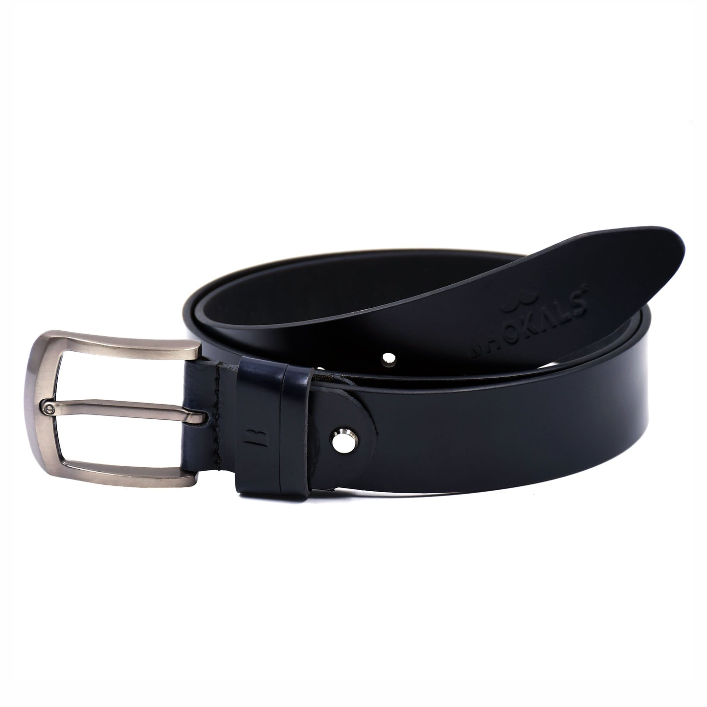 Bhokals Men Black Formal Leather Belt