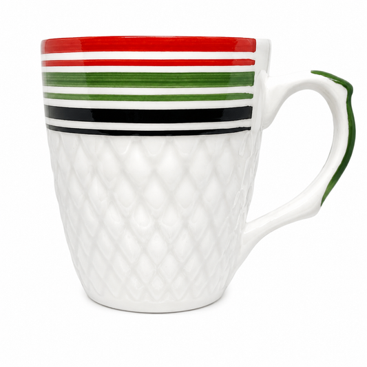 Bhokals Multi Line Printed White Coffee Mug