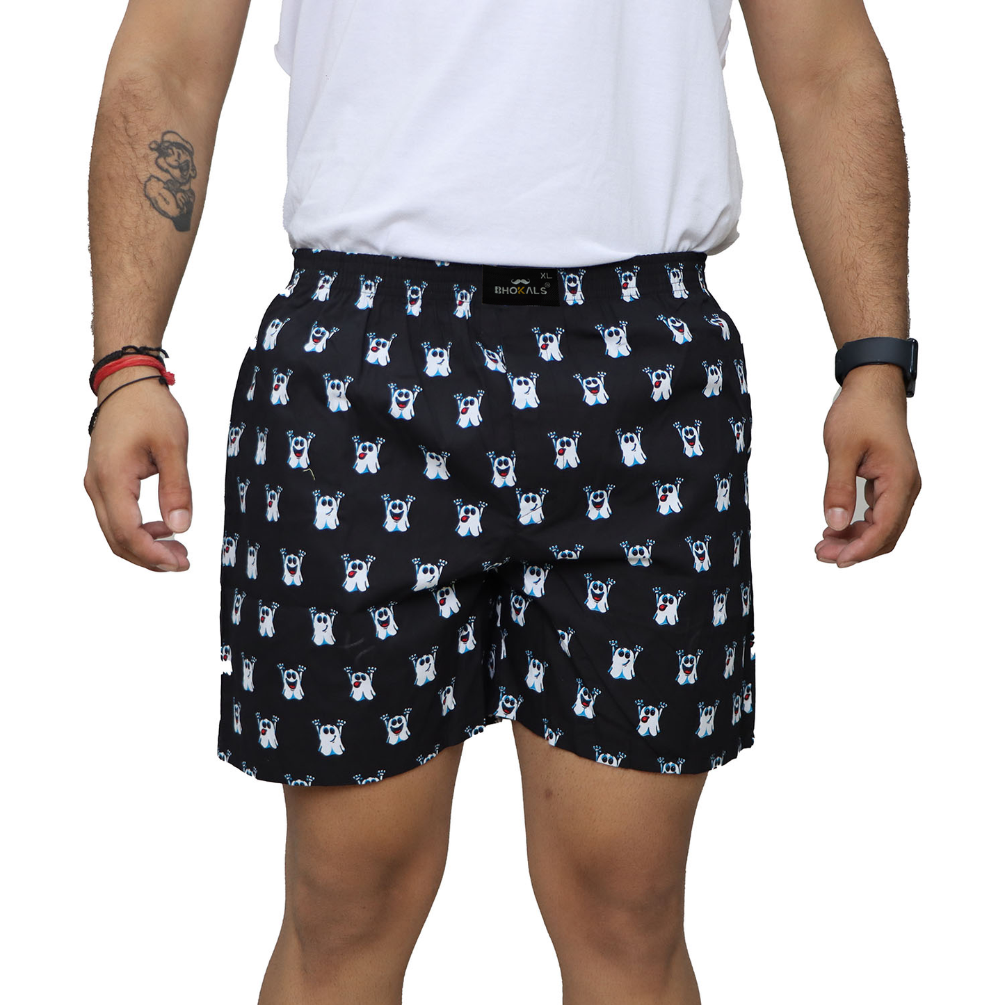 Black Ghost Cartoon Printed Cotton Boxer For Men