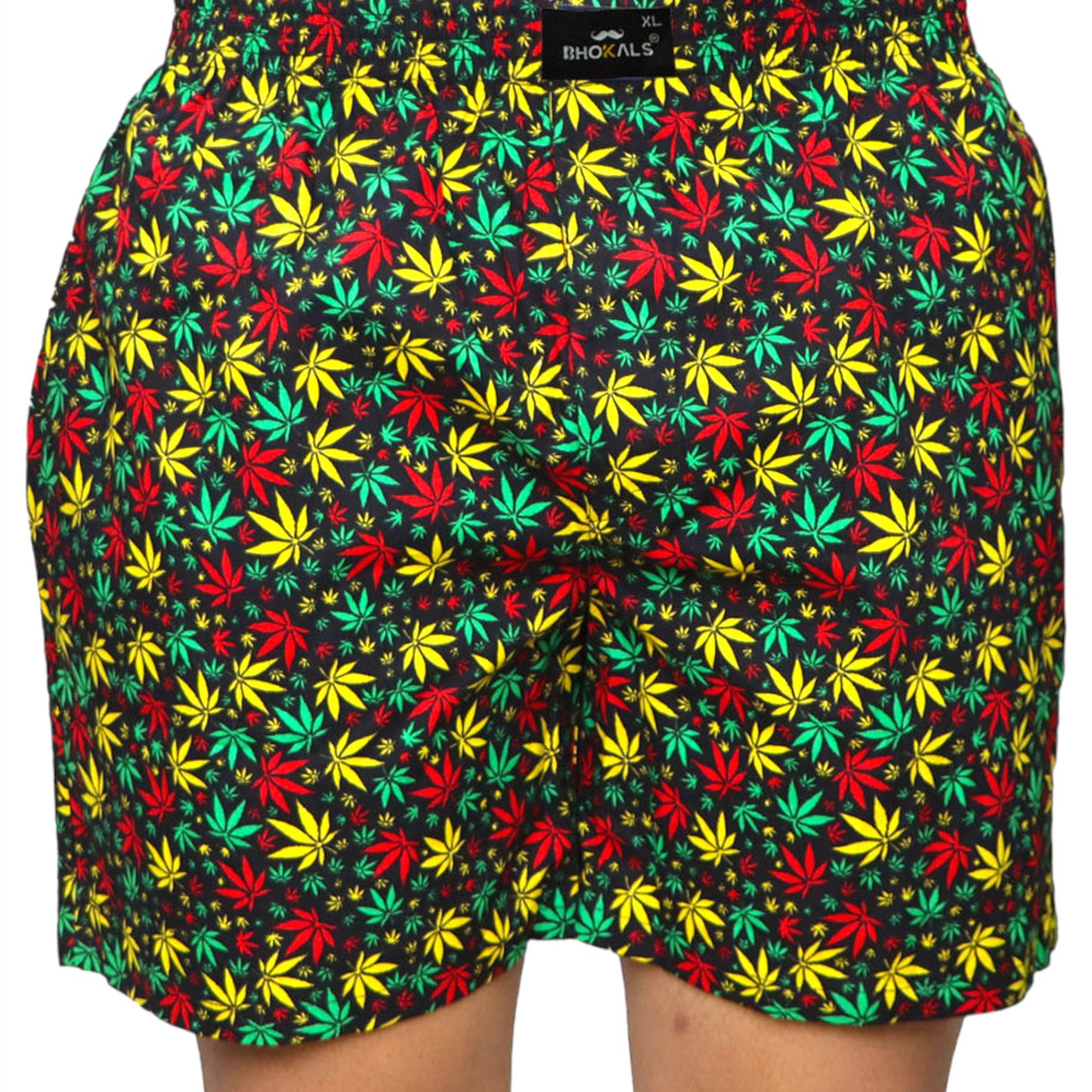 Black Flower Printed Cotton Boxer For Men