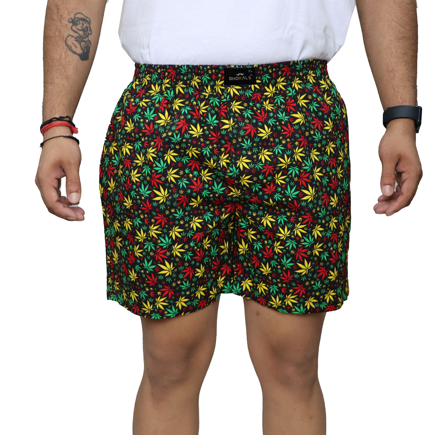 Black Flower Printed Cotton Boxer For Men