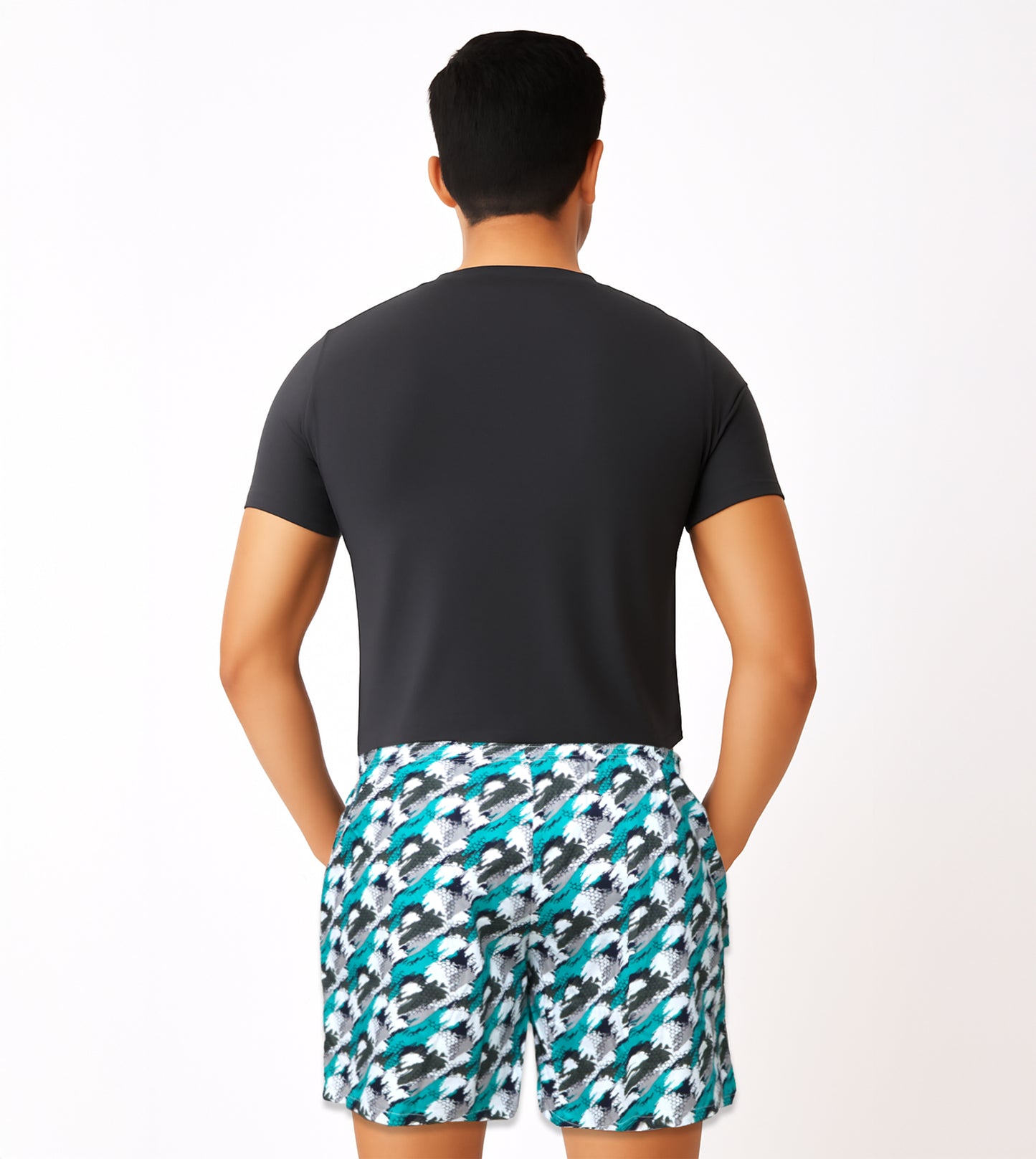 Green White Texture Printed Cotton Boxer For Men