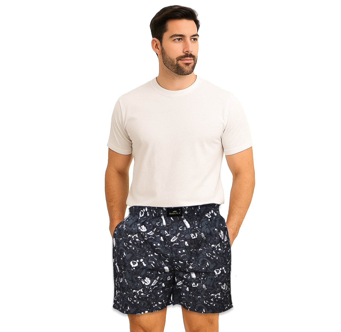 Grey Ghost Printed Cotton Boxer For Men