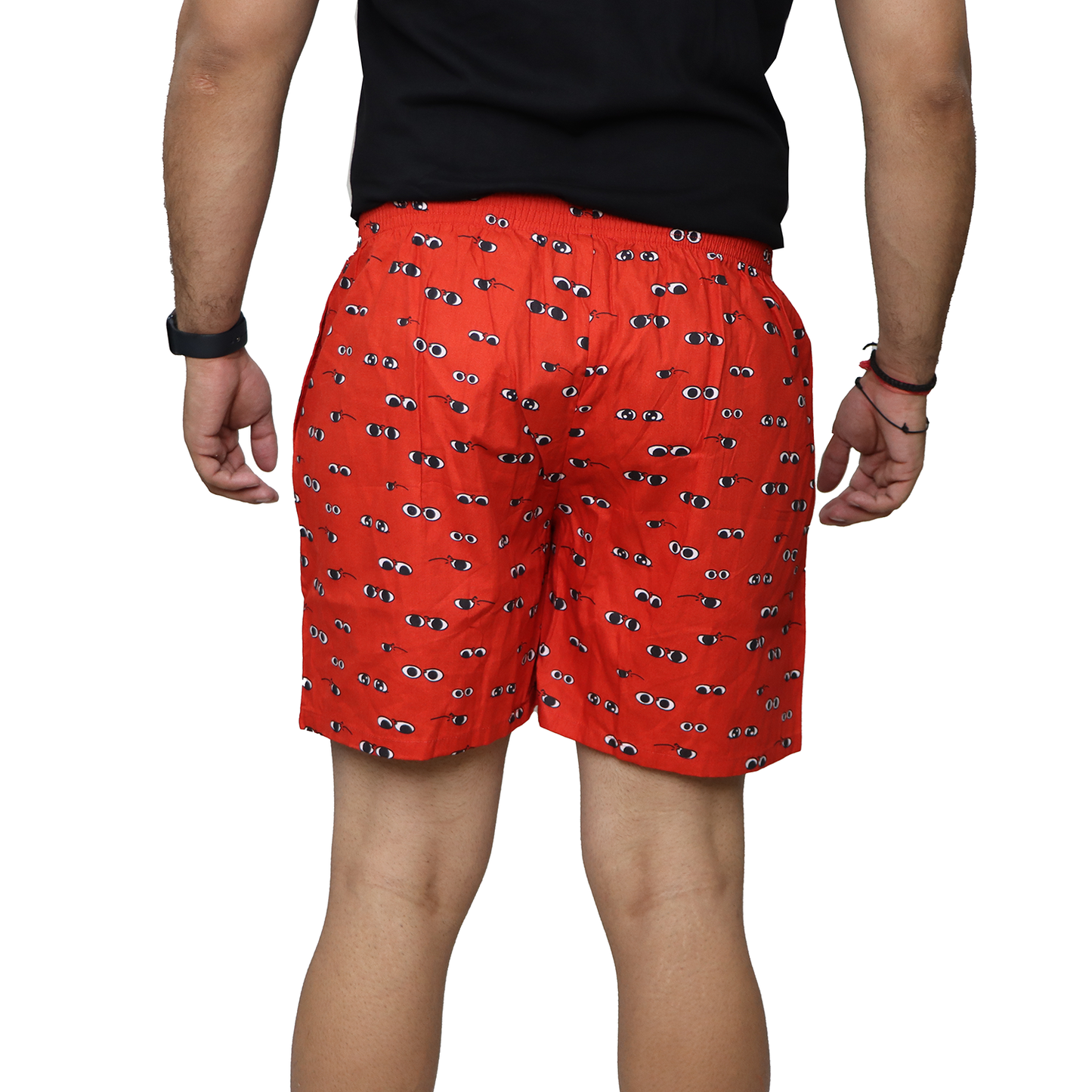 Orange Printed Eyes Cotton Boxer For Men