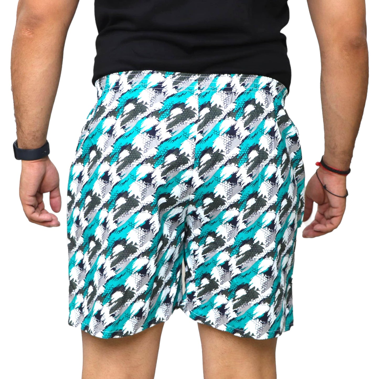 Green White Texture Printed Cotton Boxer For Men