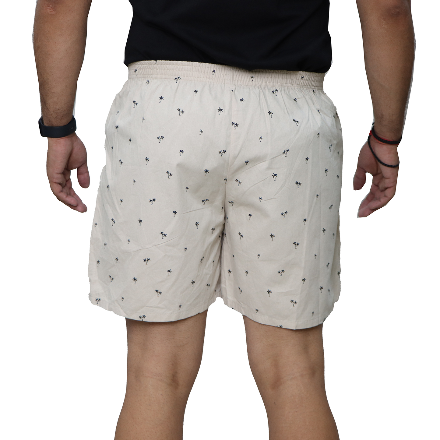 Cream Tree Printed Cotton Boxer For Men