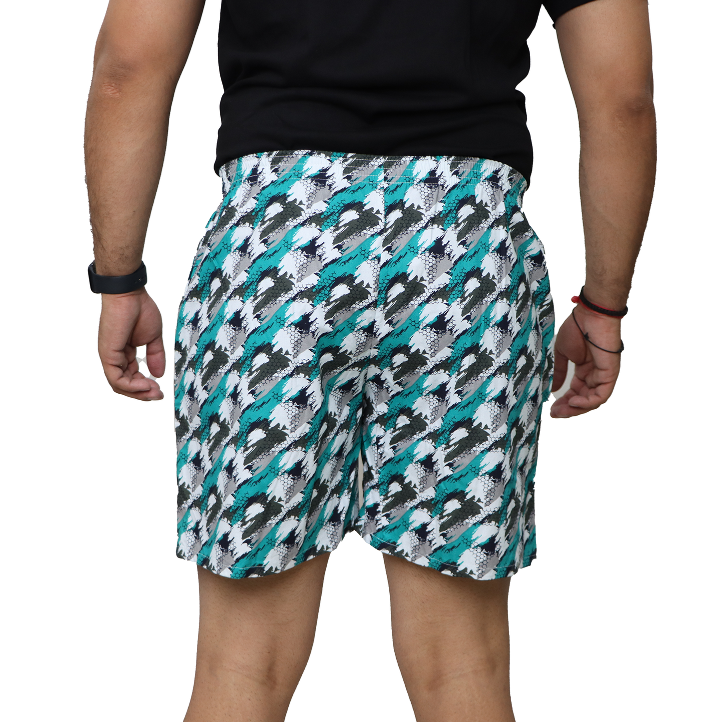 Green White Texture Printed Cotton Boxer For Men