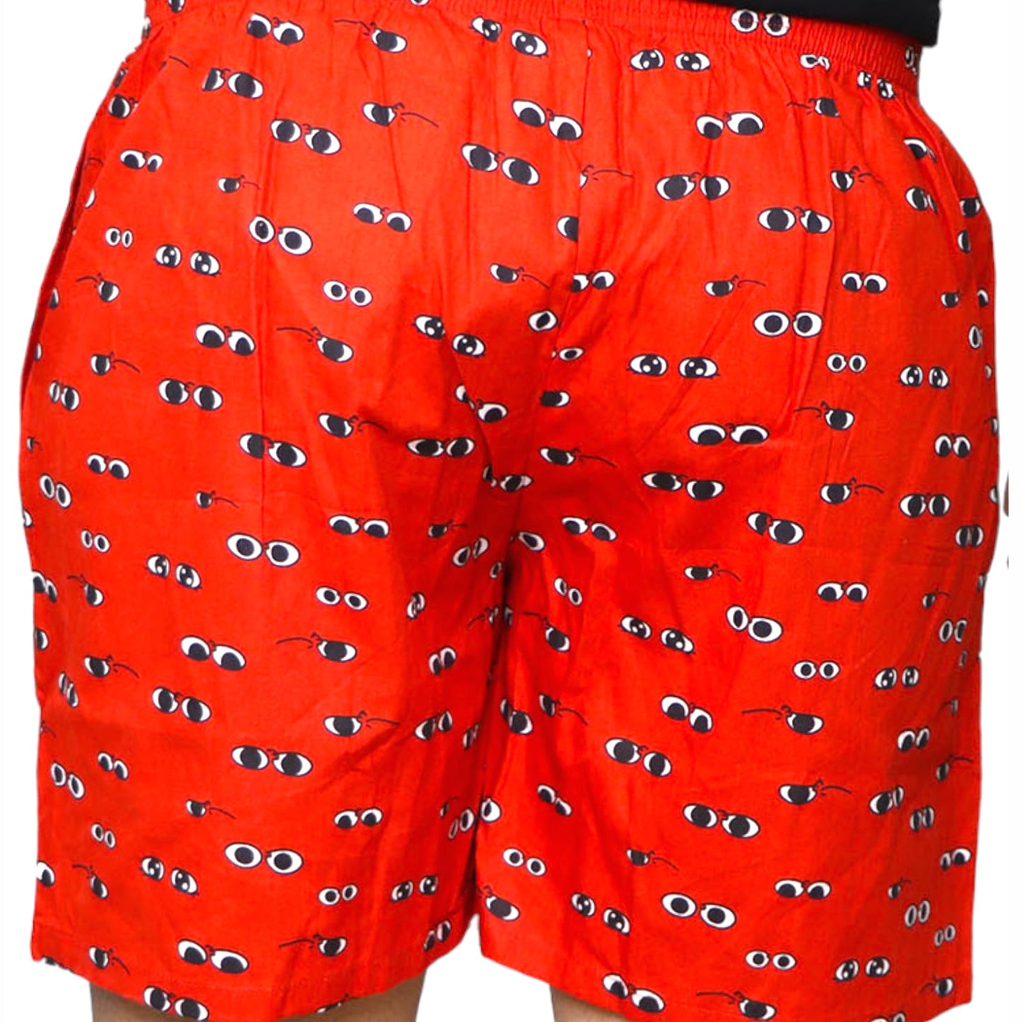 Orange Printed Eyes Cotton Boxer For Men
