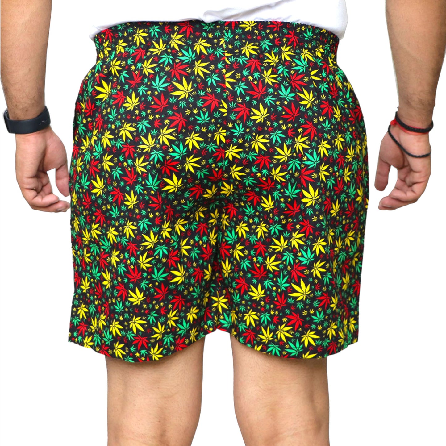 Black Flower Printed Cotton Boxer For Men