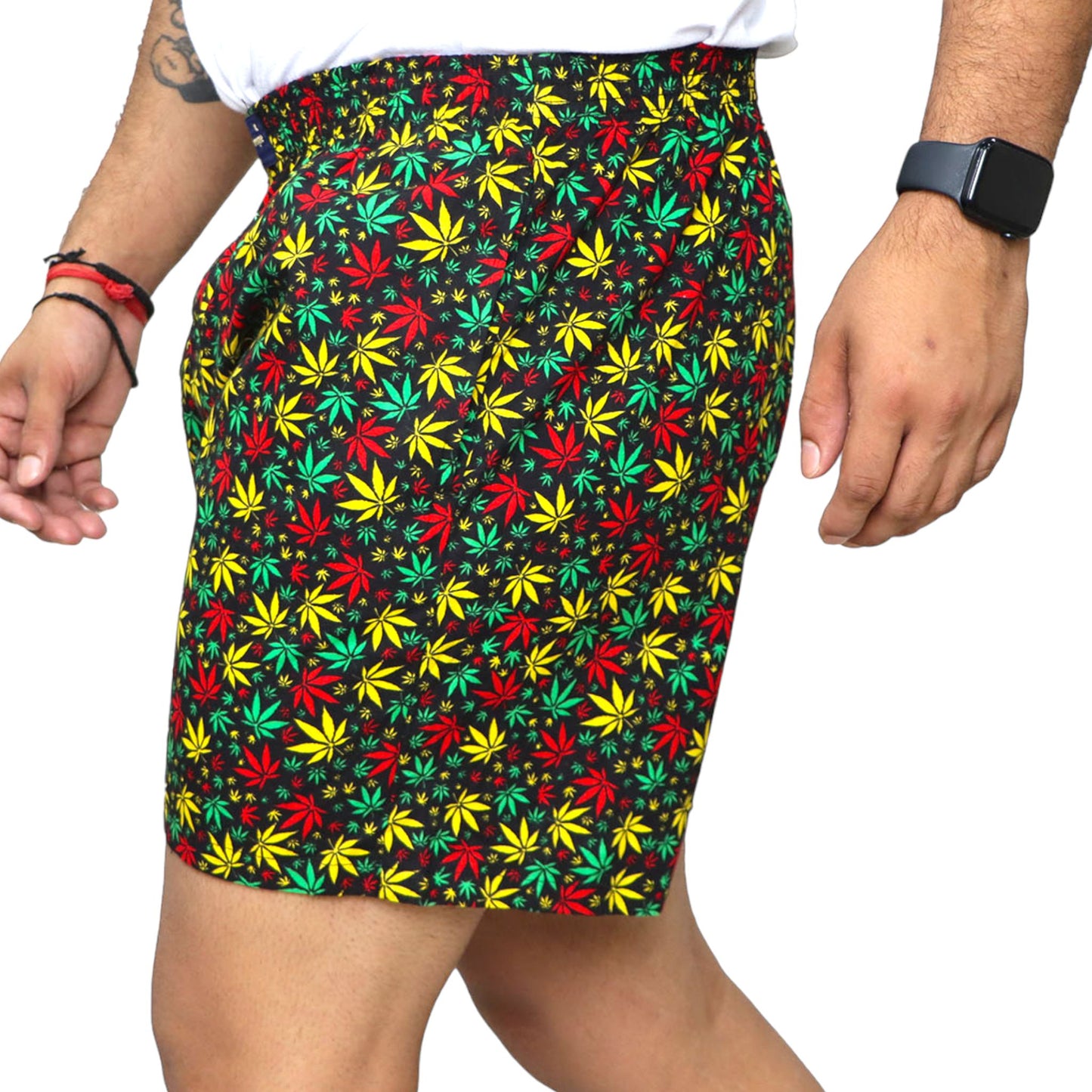 Black Flower Printed Cotton Boxer For Men