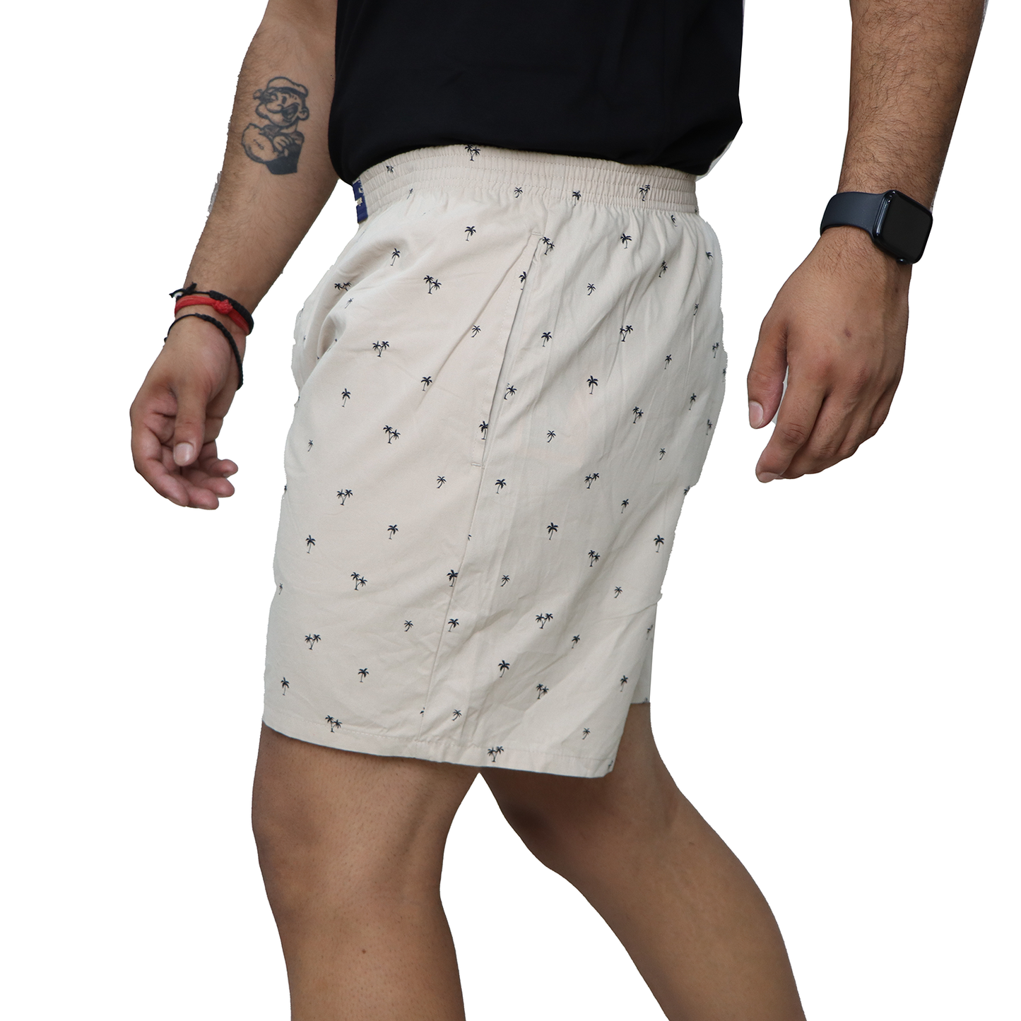 Cream Tree Printed Cotton Boxer For Men