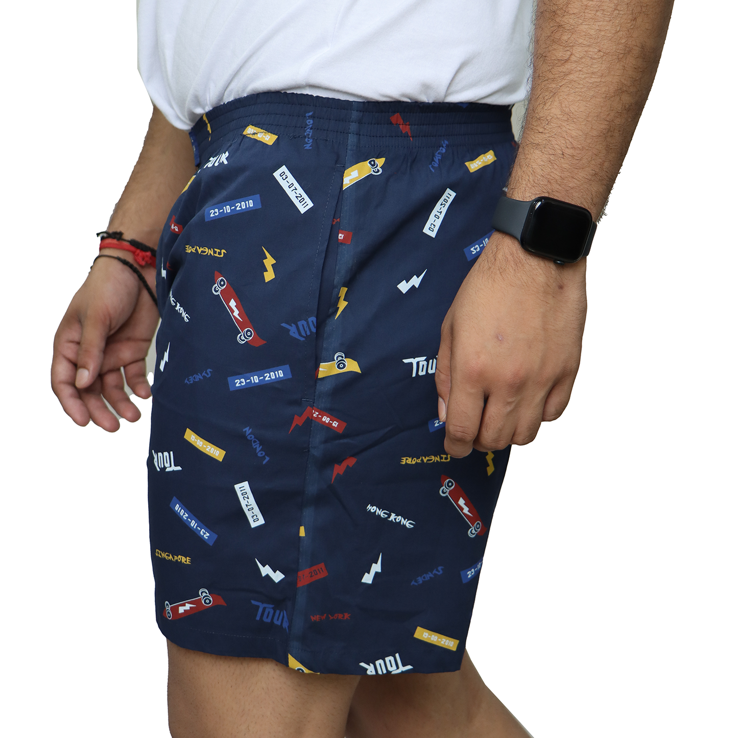 Navy Tour Printed Cotton Boxer For Men