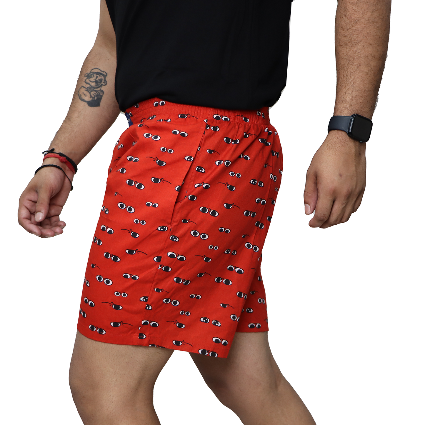 Orange Printed Eyes Cotton Boxer For Men