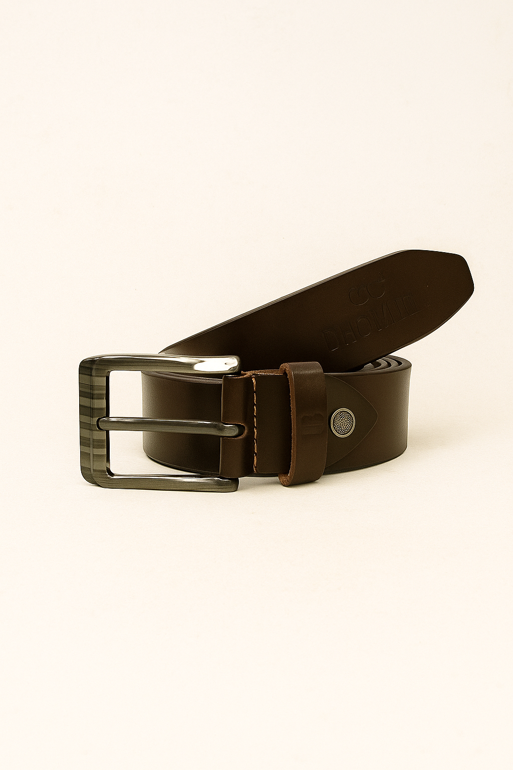 Bhokals Men Texture Brown Leather  Belt