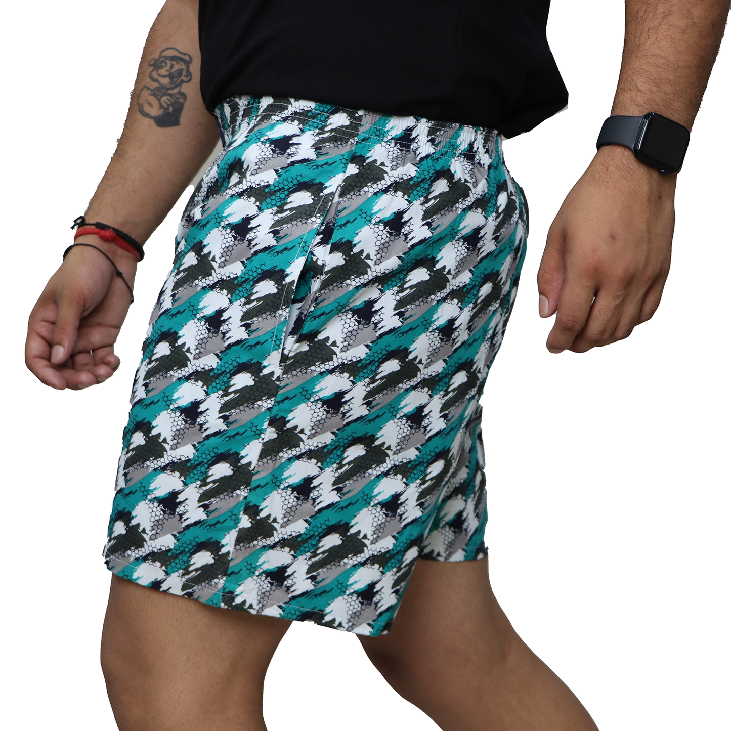 Green White Texture Printed Cotton Boxer For Men