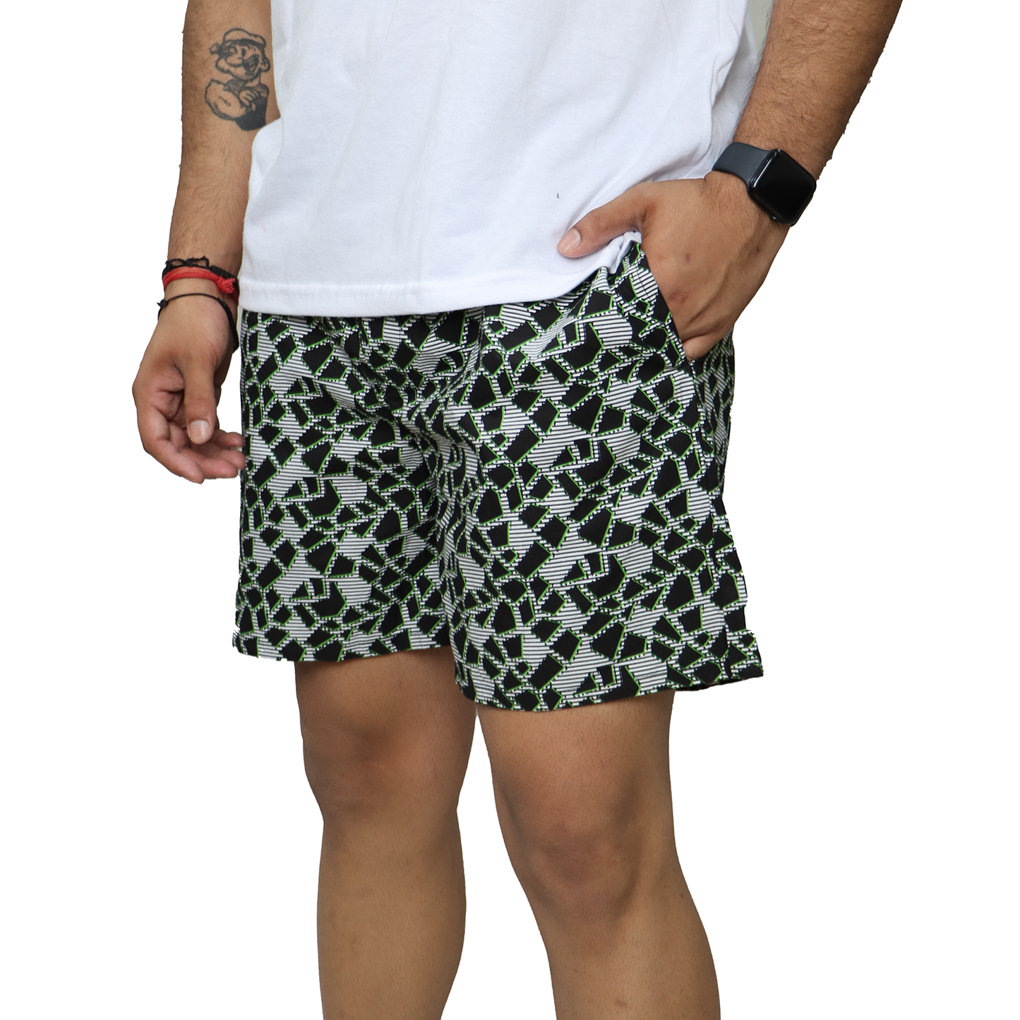 Black Geomatric Texture Cotton Boxer For Men