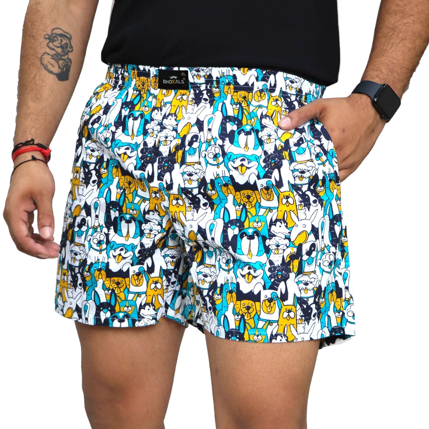 Dogs Printed Cotton Boxer For Men