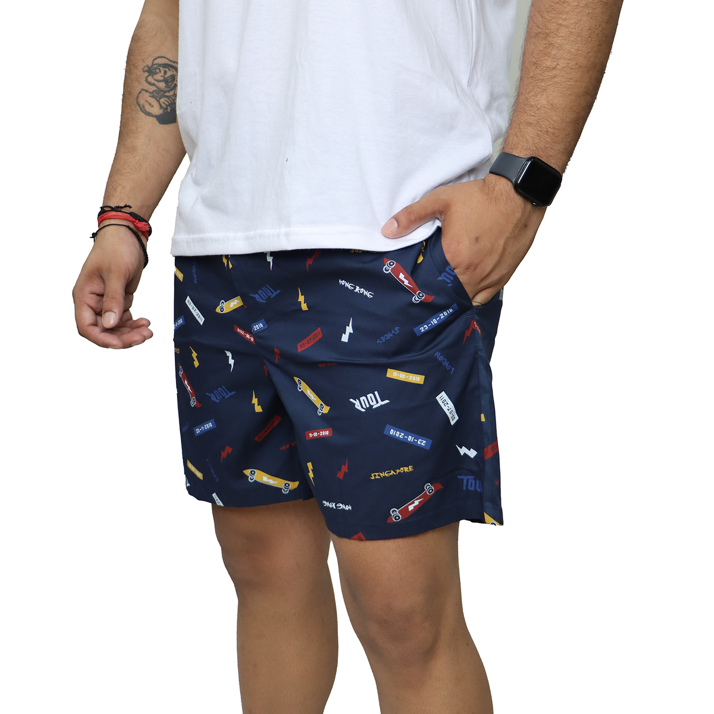 Navy Tour Printed Cotton Boxer For Men