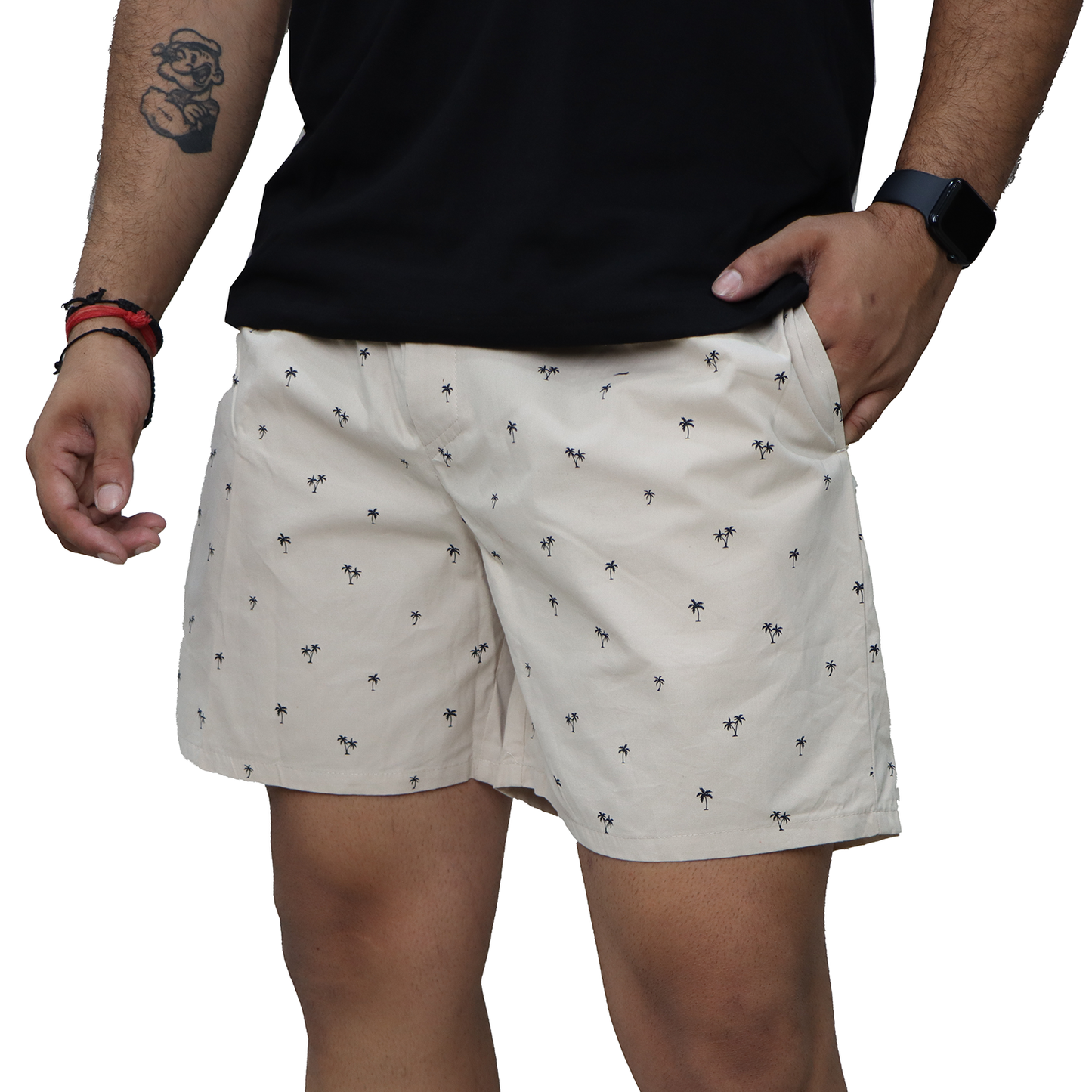 Cream Tree Printed Cotton Boxer For Men