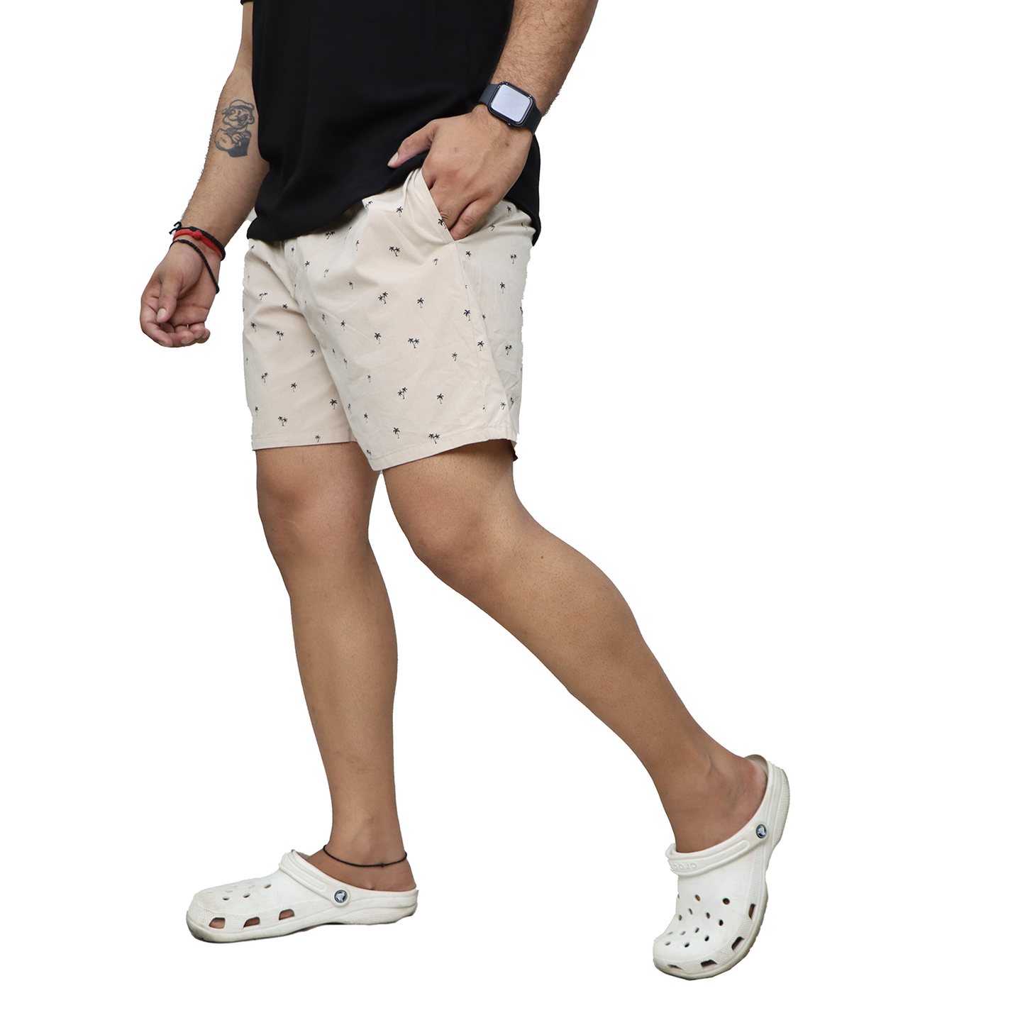 Cream Tree Printed Cotton Boxer For Men