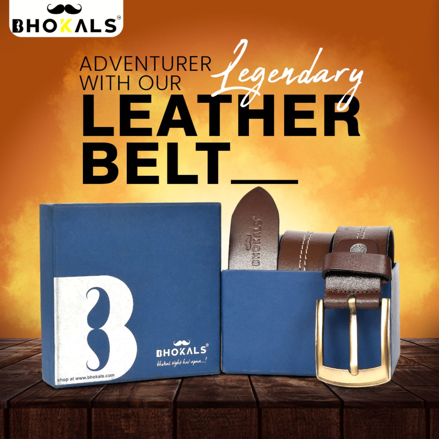 Men Brown Middle Thread Leather  Belt