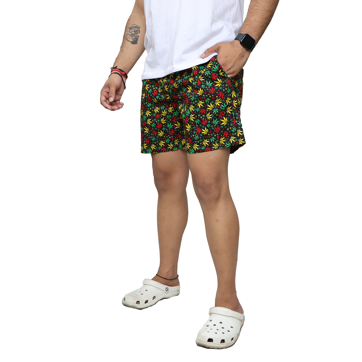 Black Flower Printed Cotton Boxer For Men