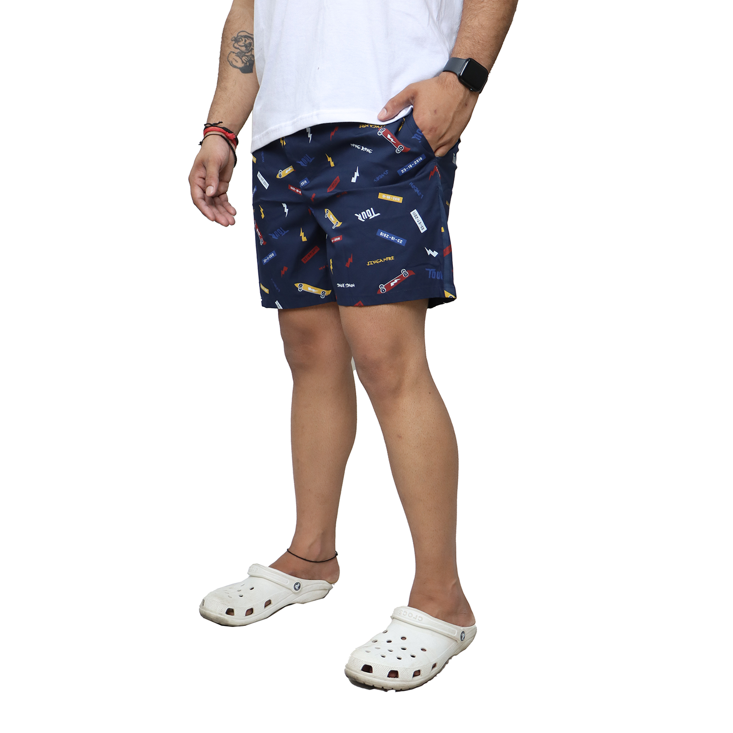 Navy Tour Printed Cotton Boxer For Men