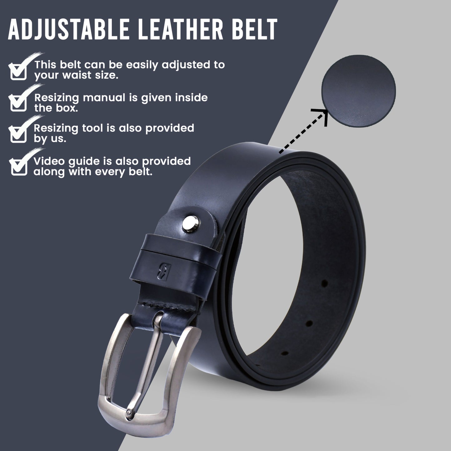 Bhokals Men Black Formal Leather Belt
