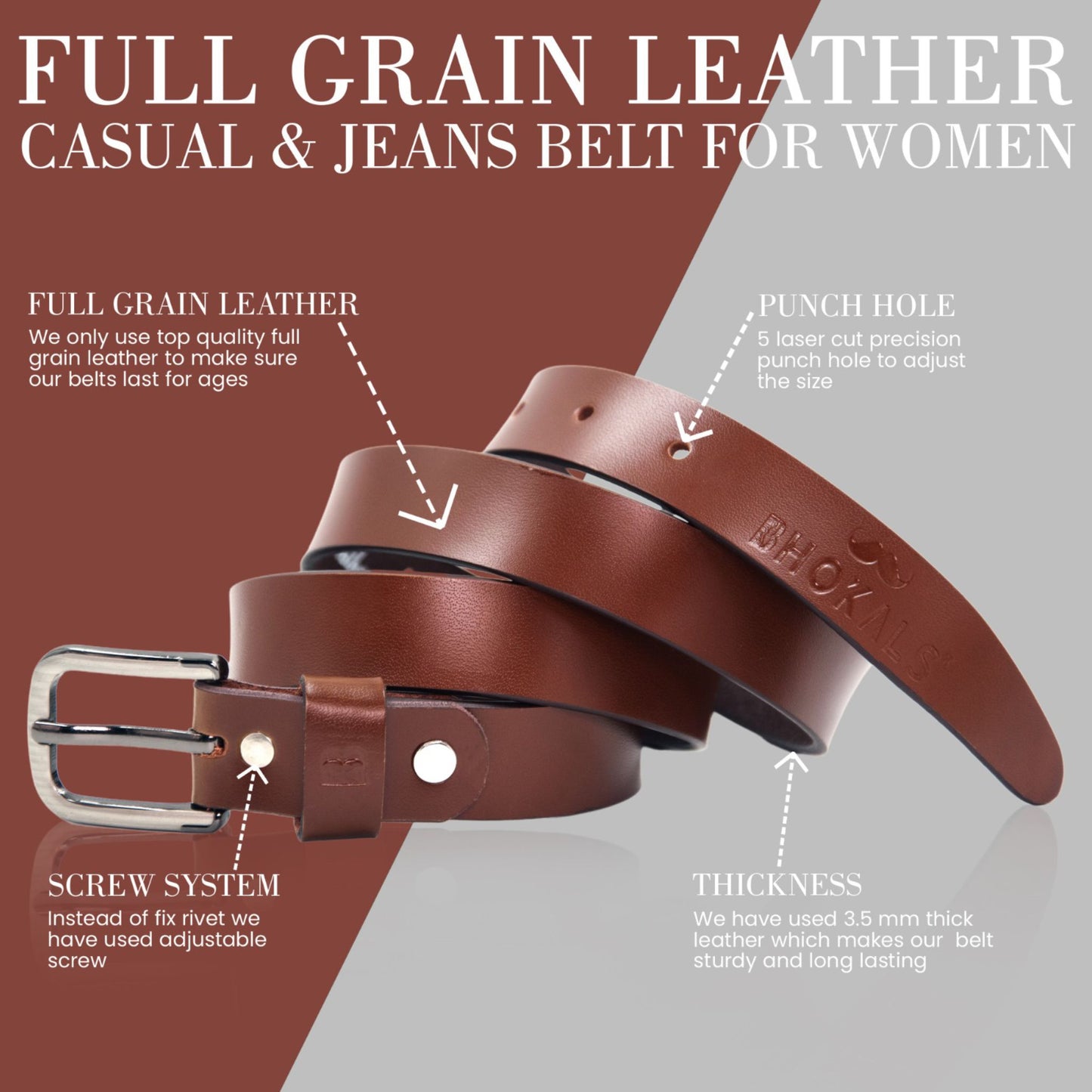 Bhokals Women Brown Leather Belt