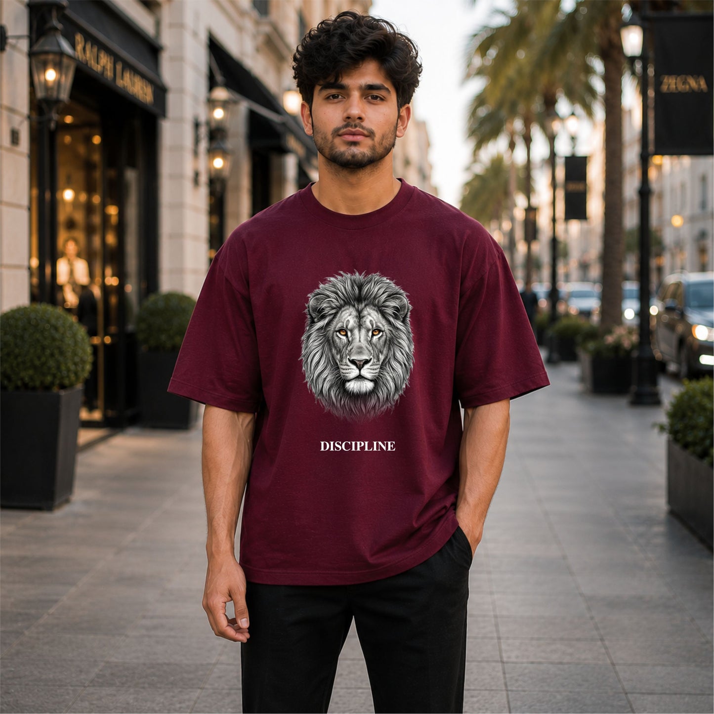Bhokals Lion Graphic Oversized T-Shirt – Discipline Edition
