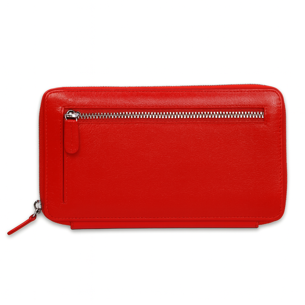 Leather Red Multi Card Unisex Wallet