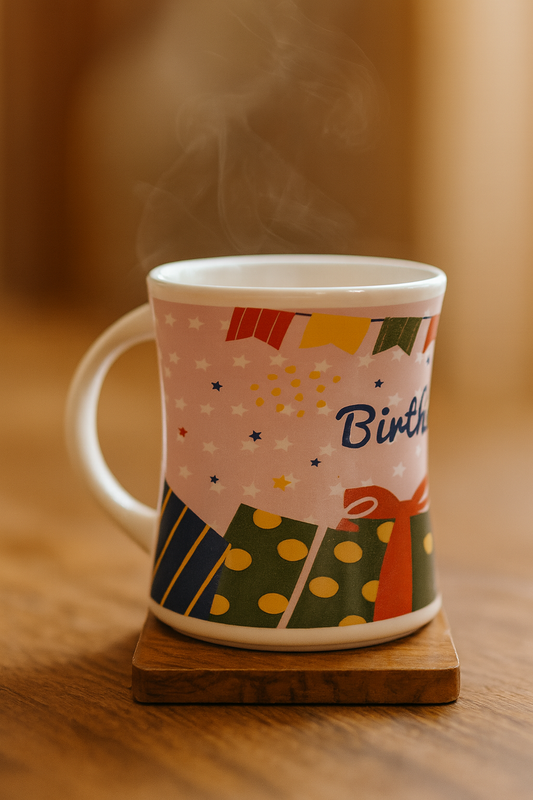 Bhokals Happy Birthday Pink Printed White Round  Coffee Mug