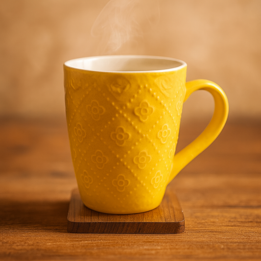 Bhokals Flower Texture Yellow Coffee Mug
