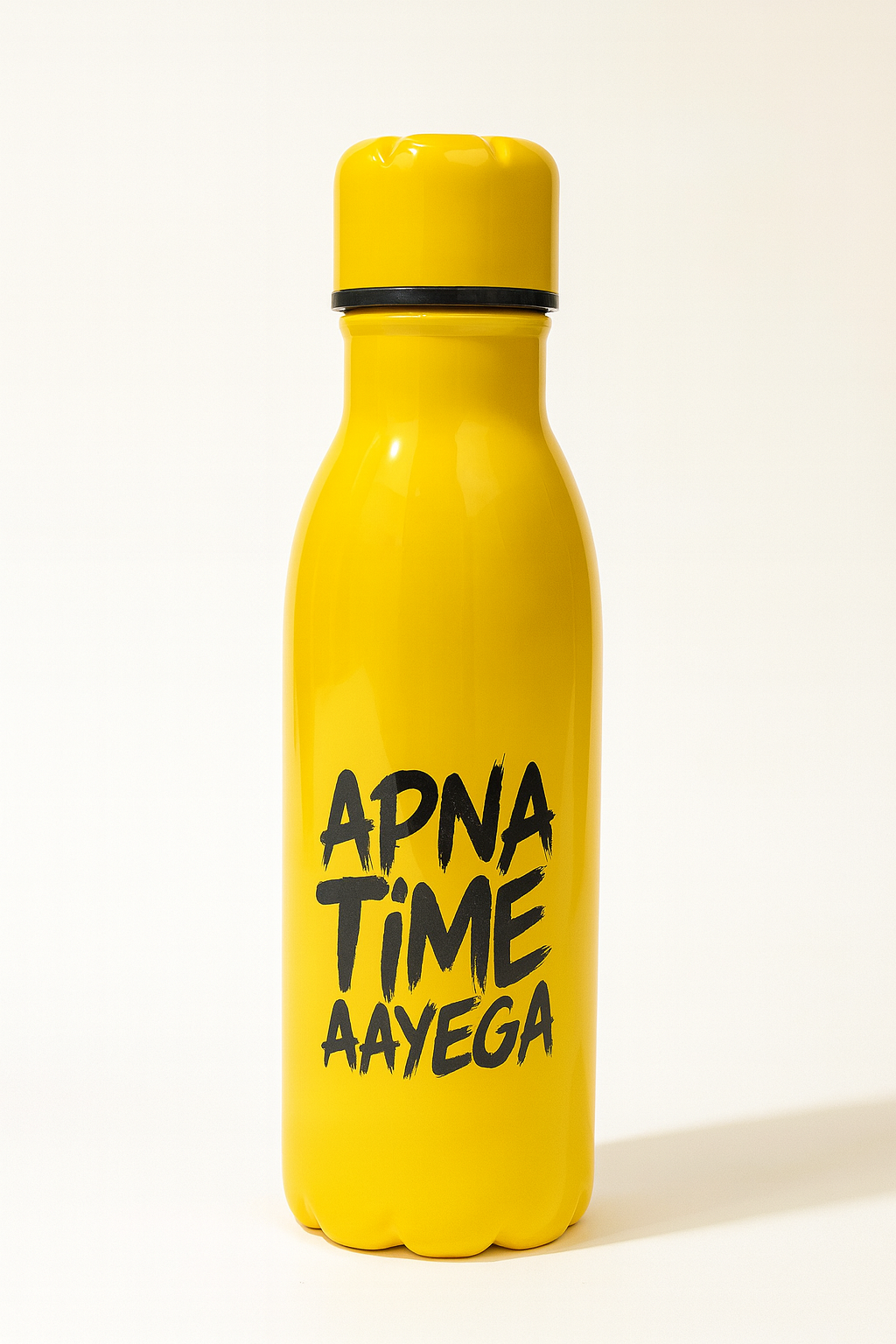 Apna Time Ayega Printed Yellow Water Bottle