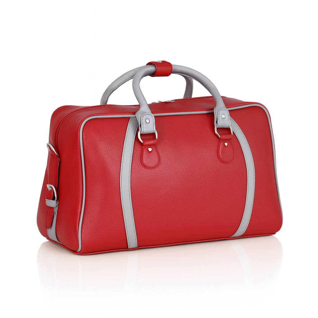 Leather Solid Red Travel Bag