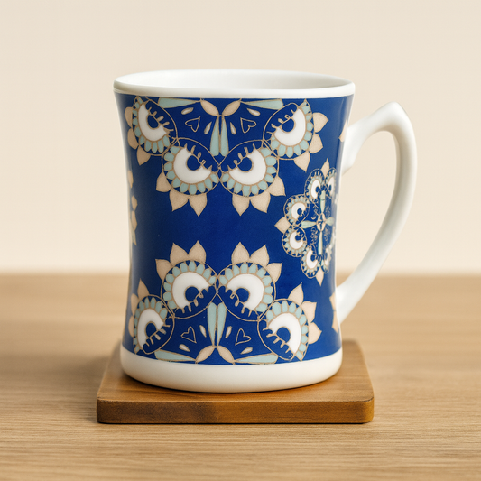Bhokals Blue Rangoli  Printed White Coffee Mug