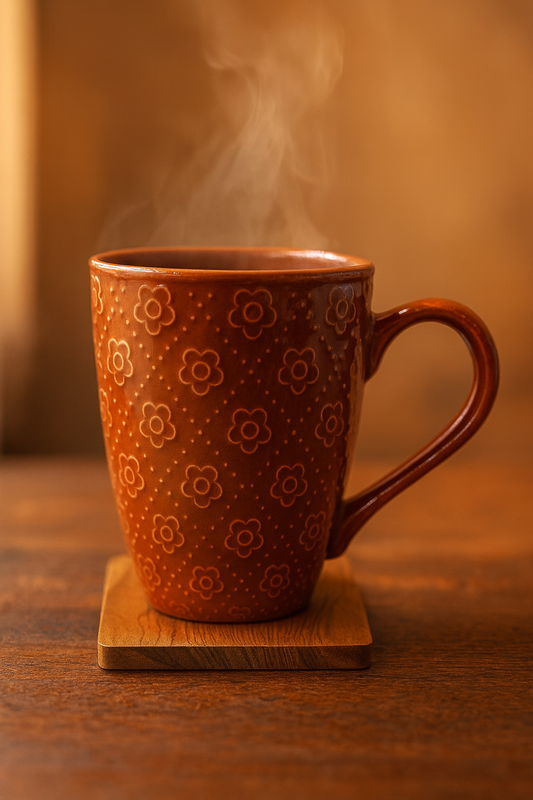 Bhokals Flower Texture Brown Coffee Mug