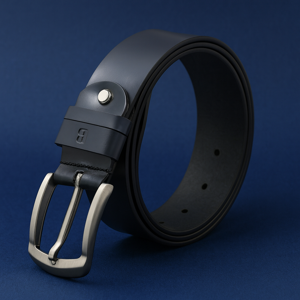 Bhokals Men Black Formal Leather Belt