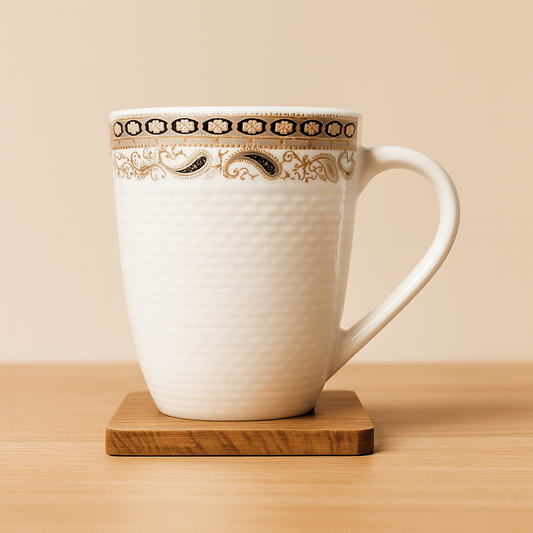 Bhokals Border Texture Dotted White Coffee Mug