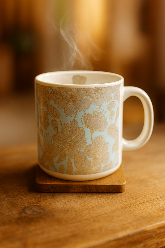 Bhokals Flower printed Blue White Coffee Mug