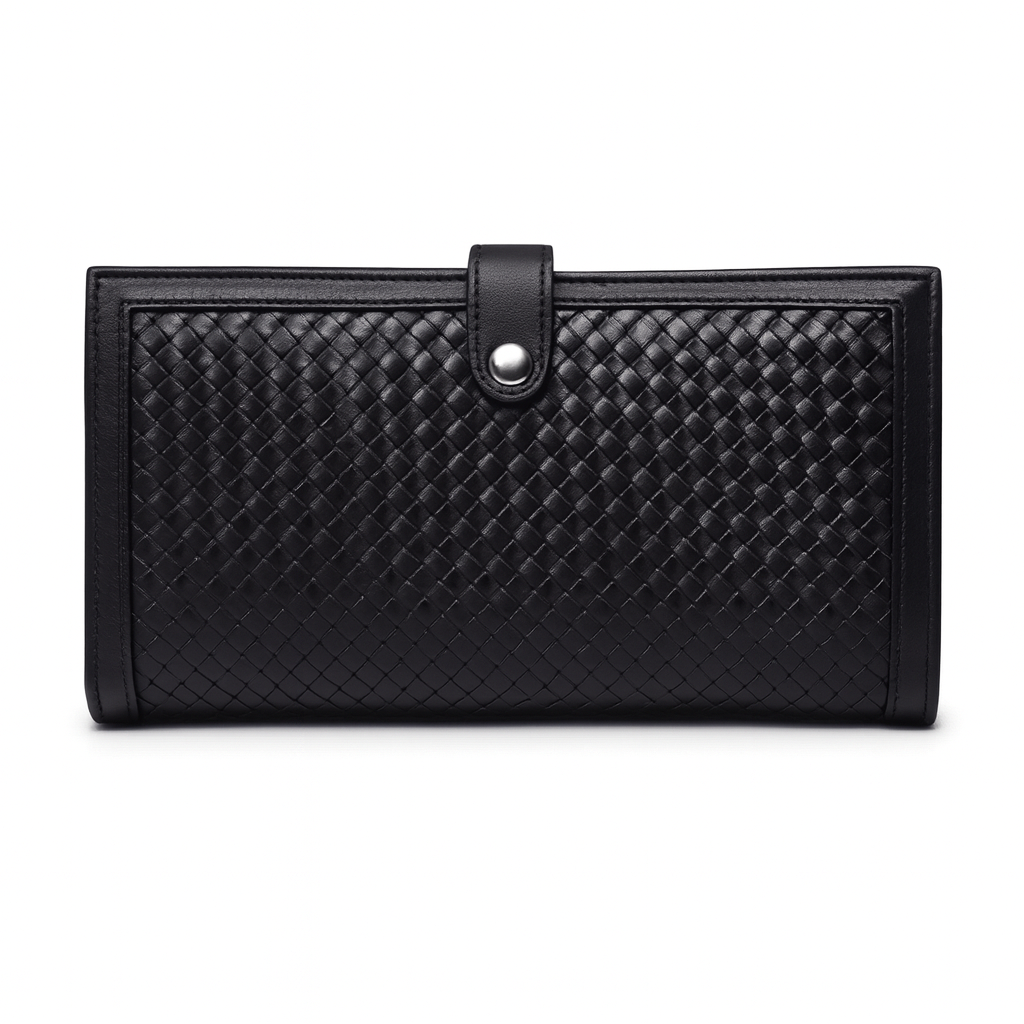 Leather Black Weave Ticket Card Holder