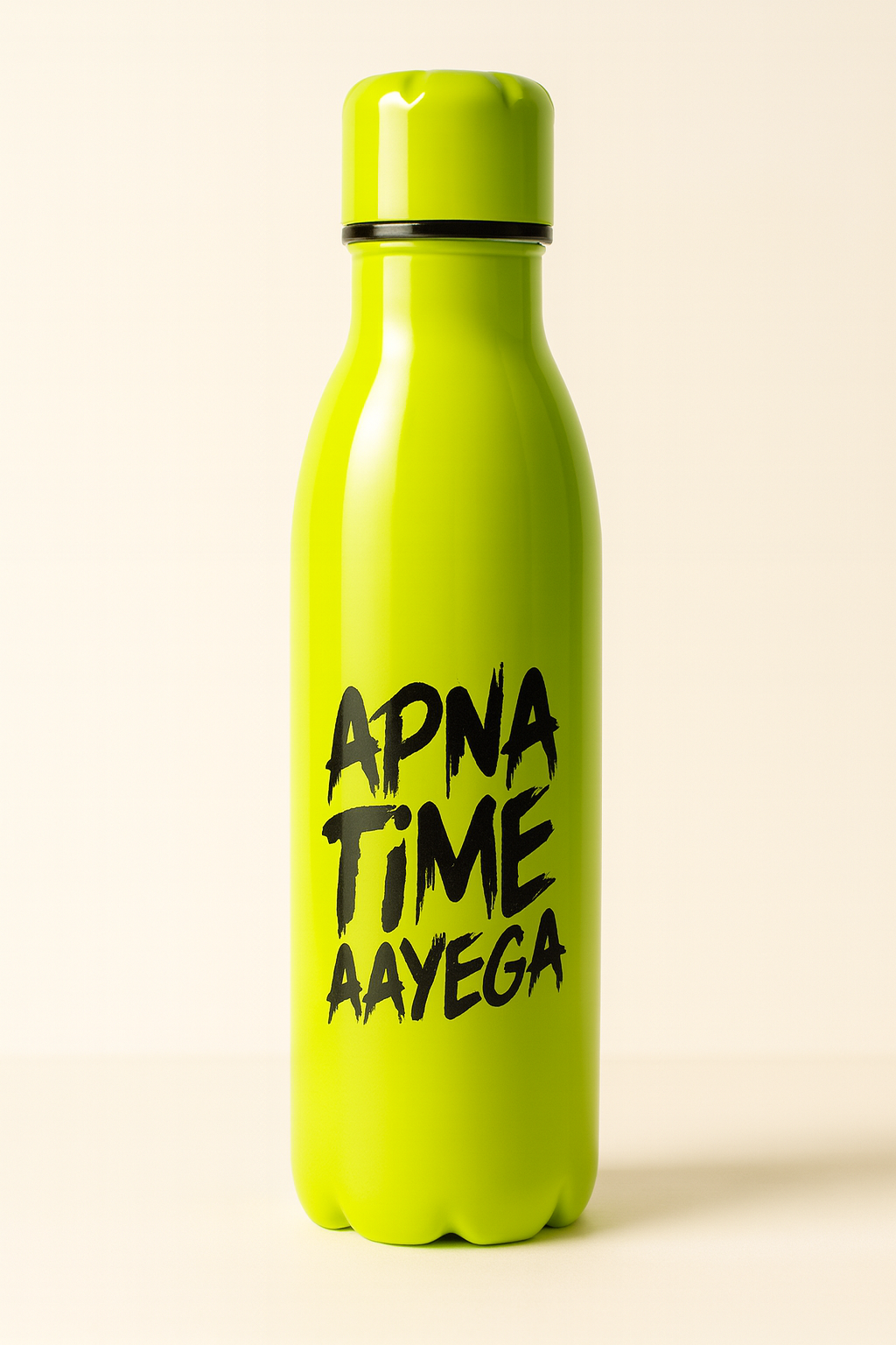 Apna Time Ayega Printed Green Water Bottle