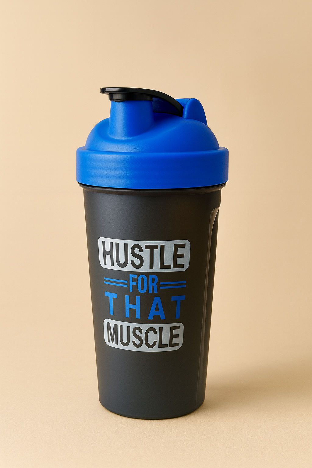 Hustle Printed Blue Black Gym Shaker