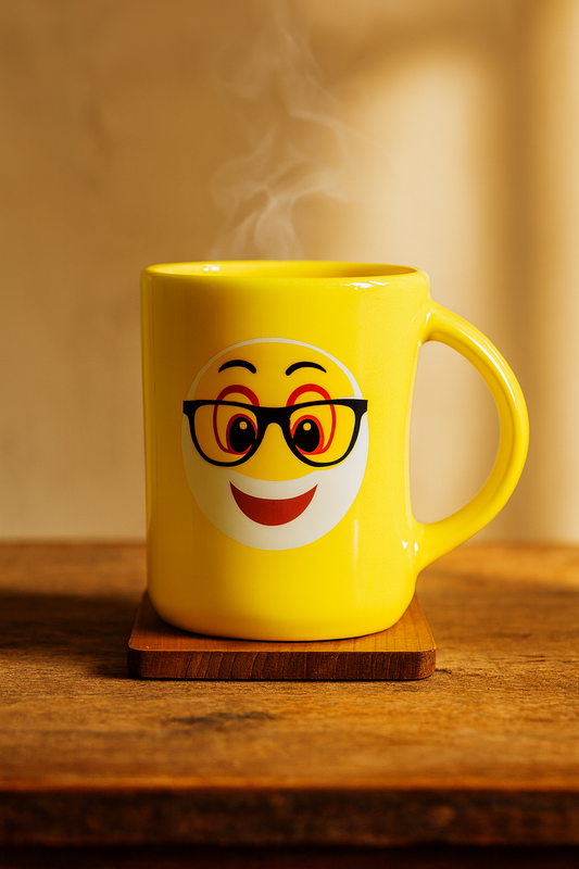 Bhokals Funny Emoji Yellow Round Coffee Mug