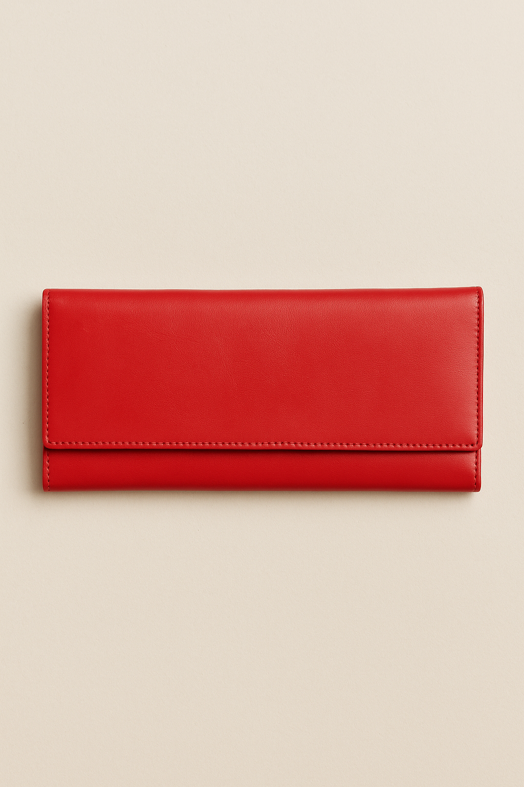 Leather Solid Red Women Wallet