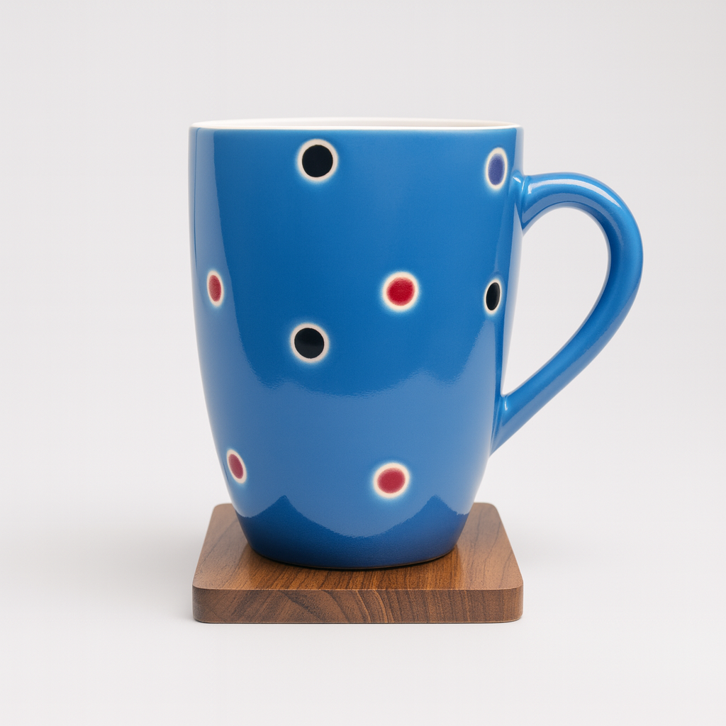 Bhokals Dots Printed Blue Yellow Coffee Mug