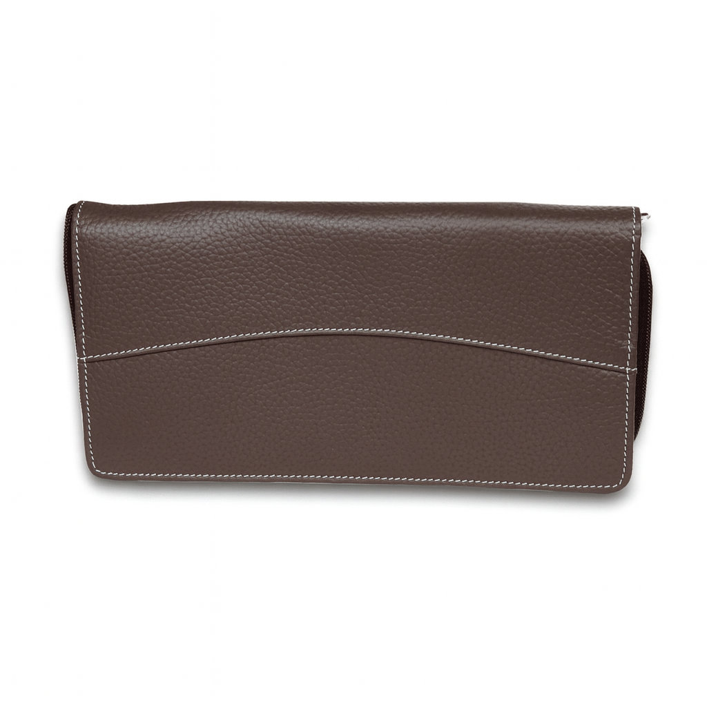 Leather Solid Brown Cheque Book Folder