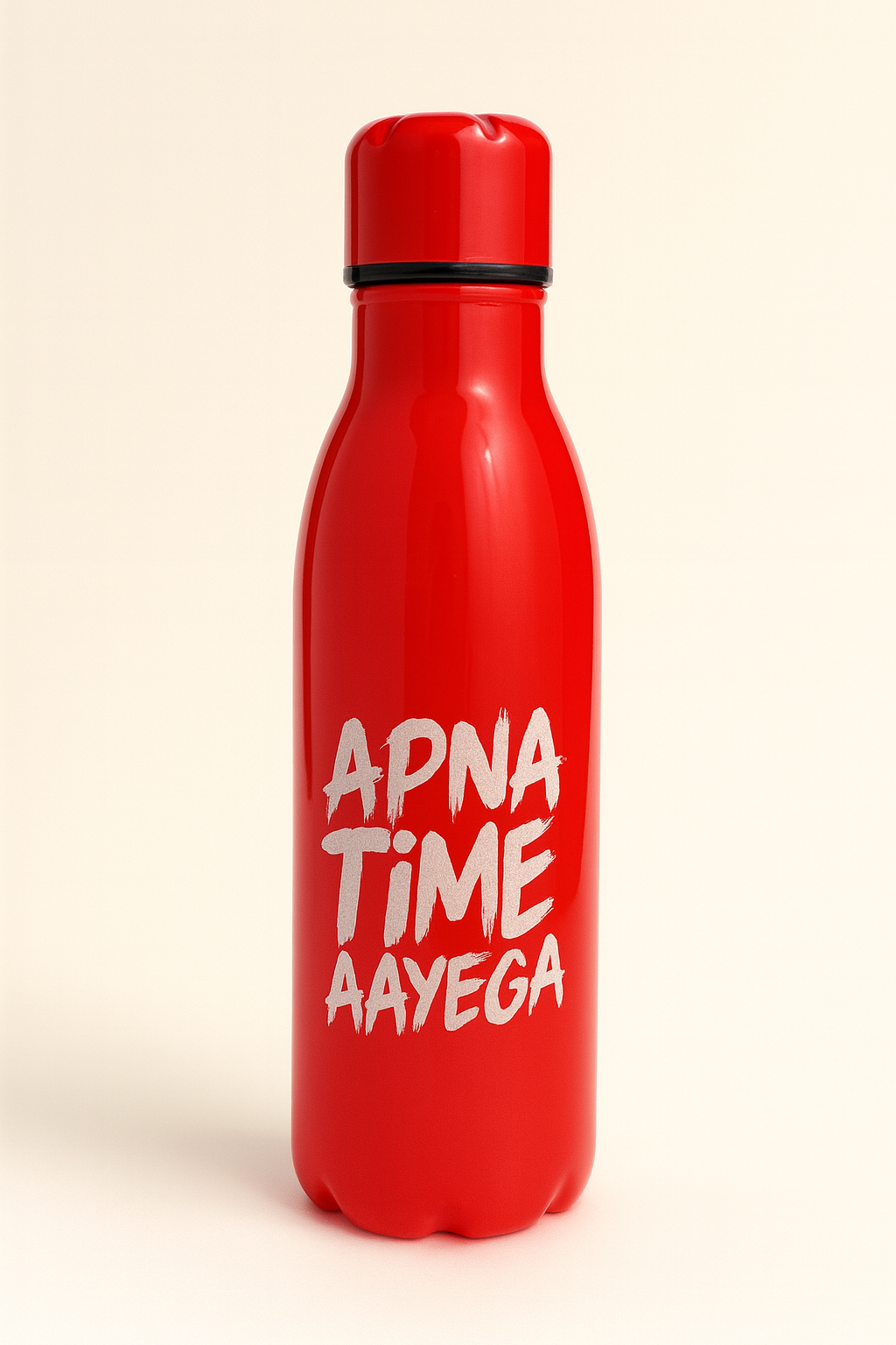 Apna Time Ayega Printed Red Water Bottle